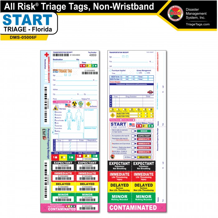 All Risk® Triage Tags, Non-Wristband Florida Version All Risk® Triage Tags, Non-Wristband Florida Version