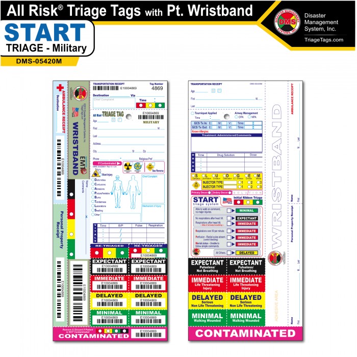 All Risk® Triage Tags with Patient Wristband - Military Version All Risk® Triage Tags with Patient Wristband - Military Version