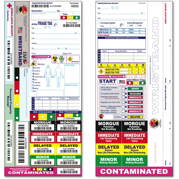All Risk® Triage Tags with Patient Wristband Series All Risk® Triage Tags with Patient Wristband Series