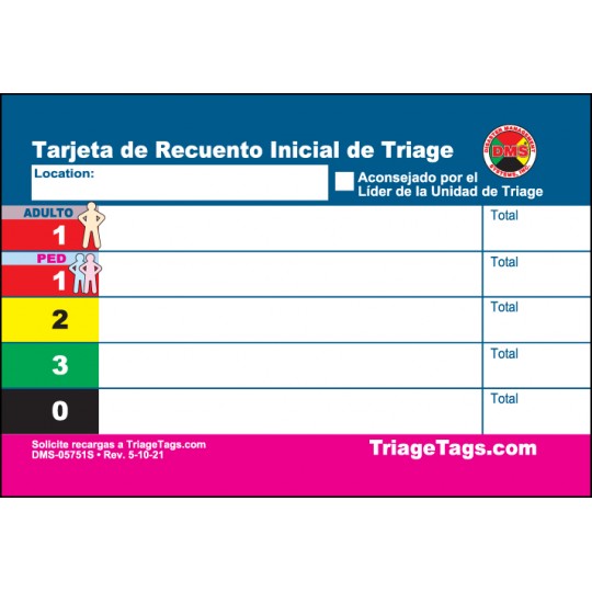 EMT3® START Initial Triage Patient Count Card - Refill Pack
