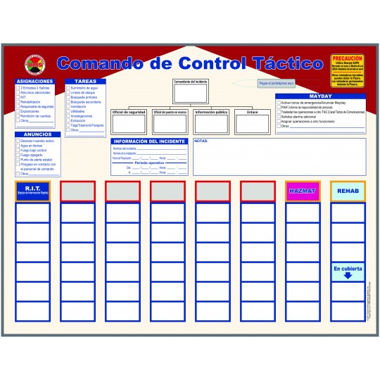 Tablero de comando de incidentes magnético de control táctico