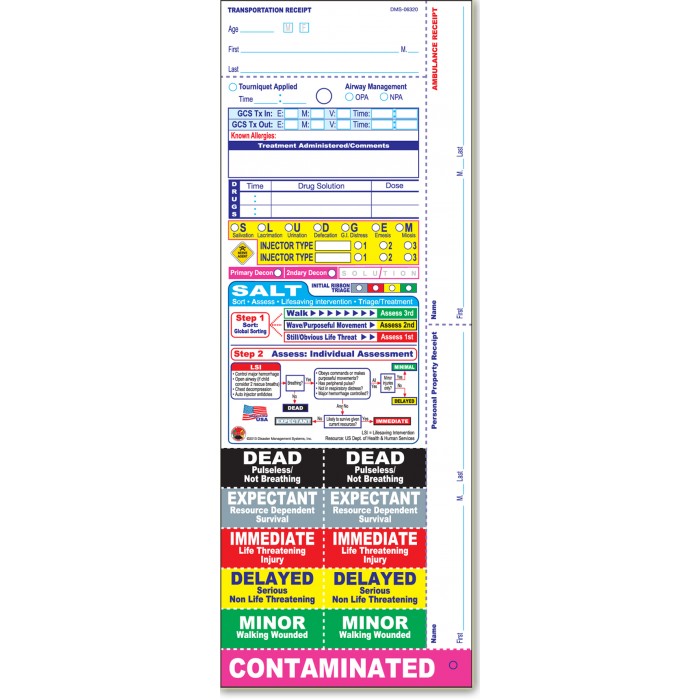 Salt Tag All Risk® SALT Non-Wristband Triage Tags | SALT MCI Triage Tags