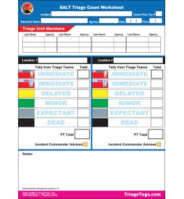 EMT3® SALT Triage Count Worksheet - Refill Pack