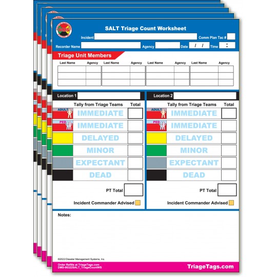 EMT3® SALT Triage Count Worksheet - Refill Pack