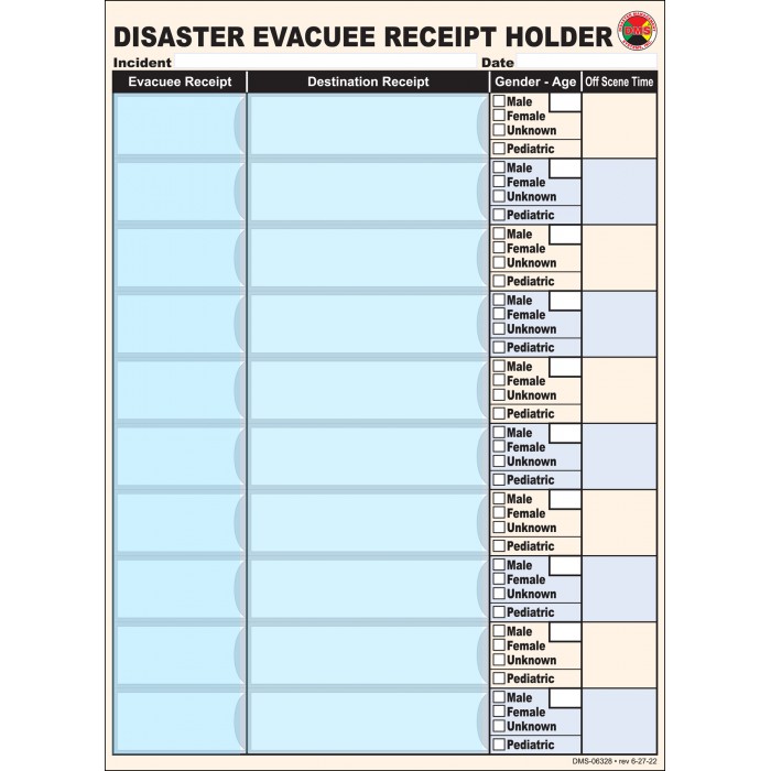 Disaster Evacuee Receipt Holder - Refill Pack Disaster Evacuee Receipt Holder - Refill Pack