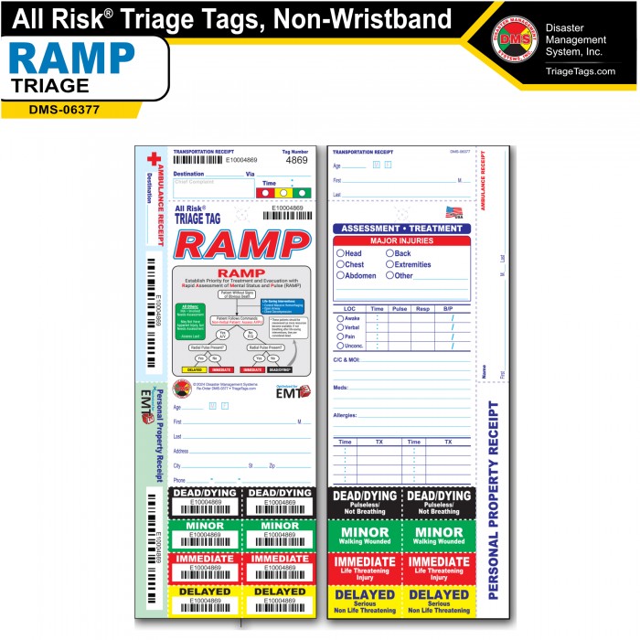 All Risk® RAMP Triage Tag, Non-Wristband
