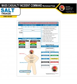 SALT Mass Casualty Incident Command Worksheet Pads - Pack of 4