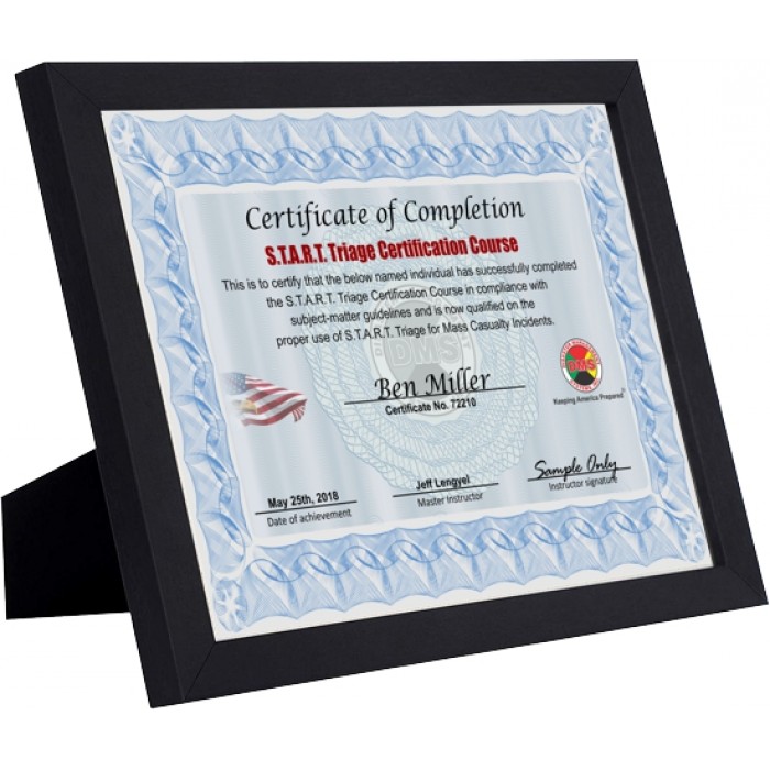 START Triage Certified Framed Parchment Certificate