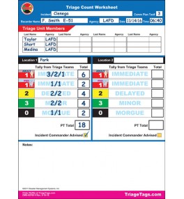 EMT3® START Triage Count Worksheet - Refill Pack