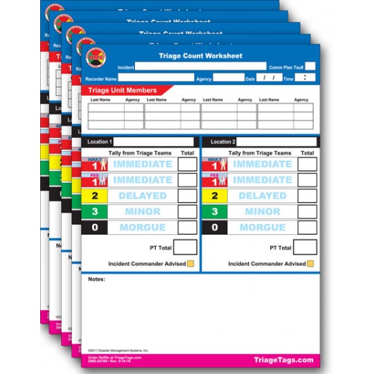 EMT3® START Triage Count Worksheet - Refill Pack