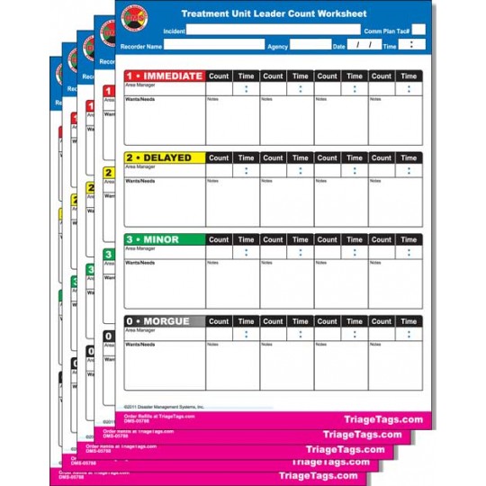 EMT3® Treatment Unit Leader Count Worksheet - Refill Pack