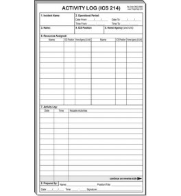 ICS 214 Activity Log Refill Pack of 10 Pads